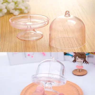 Produktbild von Mini Kuchenständer Cupcake Display Platte Süßigkeitenhalter mit Kuppeldeckel - Set von 12