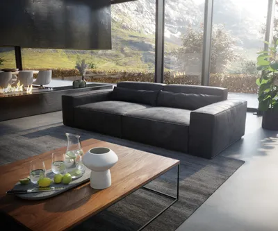Produktbild von DELIFE Big-Sofa Sirpio XL 270x130 cm Mikrofaser Vintage Anthrazit
