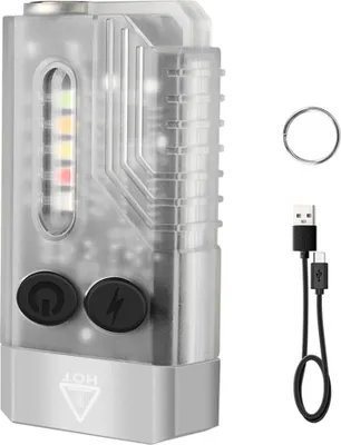 Obrázek produktu pro V10 mini multifunkční svítilna, 365 fialové světlo, přenosná EDC svítilna se zvukovým alarmem, průhledná fluorescenční (s fialovým světlem)