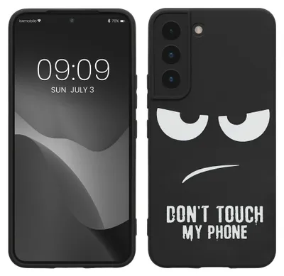 Produktbild von kwmobile Hülle kompatibel mit Samsung Galaxy S22 - Handyhülle Silikon Case - Don't touch my Phone Weiß Schwarz