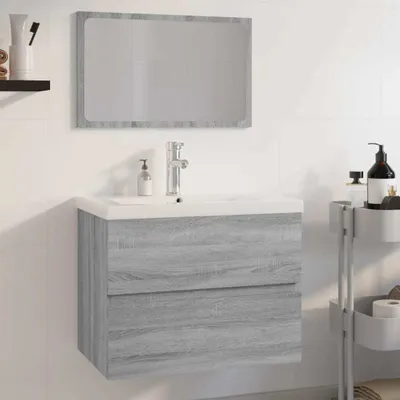 Productafbeelding van vidaXL Badmeubelset, grijs Sonoma, houtfineer