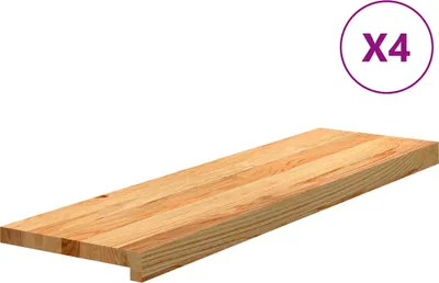Produktbild von vidaXL Treppenstufen 4 Stk. Hellbraun 90x30x2 cm Massivholz Eiche