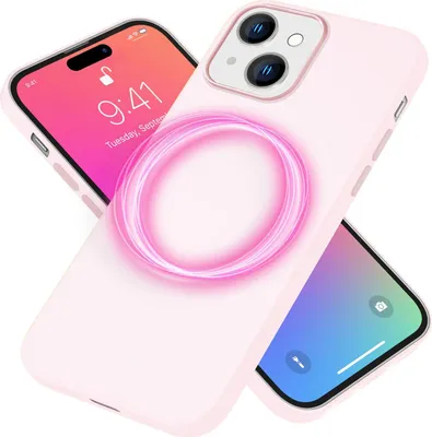 Produktbild von MagSafe Hülle für iPhone 15 Liquid Silikon Handyhülle Magnet Case Schutzhülle Pink