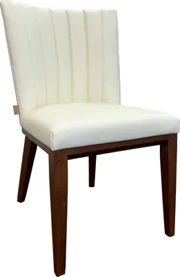 Produktbild von Design Echtleder Esszimmerstuhl, Sitzkomfort, robustes Hartholz, Nosag-Federn, 1,3mm echt  Dick Leder, bis 150kg belastbar, Büro, Küche, Gastro Fenci Creme Weiss Nussbaum