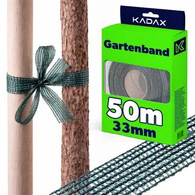 Produktbild von KADAX Pflanzenband 3,3 cm x 50 m, flexibles Bindeband für Pflanzen & Bäume, Baumbindeband, Baumband mit Netzstruktur, Pflanzenbinder, Baumbinder in Grün