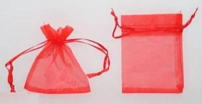 Zdjęcie produktu dla Torebki z materiału tiul 12 x 15 cm czerwone 12szt. 4846