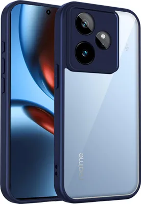 Image de Coque pour Realme GT 7 transparente avec cadre TPU, antichoc Bleu
