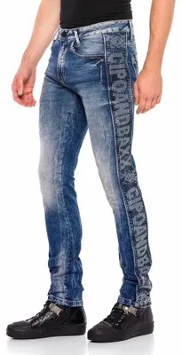 Produktbild von CD579 Herren bequeme Jeans mit seitlichem Markenschriftzug