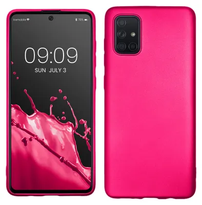 Produktbild von kwmobile Handyhülle für Samsung Galaxy A71 Hülle - Silikon Case metallisch schimmernd - Schutzhülle Cover - Metallic Pink