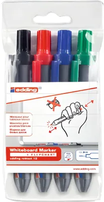 Zdjęcie produktu dla Edding retract 12 Marker 4 Stück(e) Rundspitze Schwarz - Blau - Grün - Rot (04.12.2004)