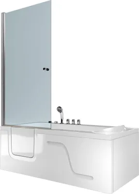 Produktbild von Seniorendusche Kombi Duschkabine Whirlpool Seniorenwanne mit Tür S17D-TH-WP-R-EC 75x150 cm