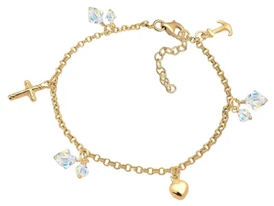 Produktbild von Elli Armband Damen Kreuz Herz Anker mit Kristallen 925 Silber