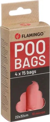 Produktbild von Flamingo Kotbeutel Basic Pastell rosa - 4 x 15 Beutel