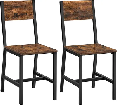Produktbild von VASAGLE  2er Set Esszimmerstühle, Küchenstühle, Esszimmerstuhl für Esszimmer, Metallrahmen, Wohnzimmer, Küche, vintagebraun-schwarz LDC092B01V1