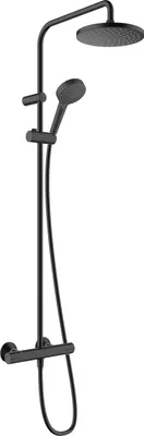 Zdjęcie produktu dla Hansgrohe Showerpipe 200 1jet Vernis Blend EcoSmart czarny matowy z termostatem prysznicowym, 26089670