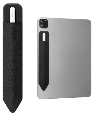 Produktbild von kwmobile Tablet Pen Hülle kompatibel mit Apple Pencil - Universalhalterung für digitale Stifte - selbstklebend aus Kunstleder - Schwarz