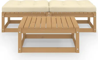 Productafbeelding van vidaXL 3-delige loungeset voor de tuin met kussens, gemaakt van massief grenenhout
