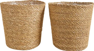 Produktbild von Bloomique - Geflochtener Blumentopf Maki - Set mit 2 Töpfen - Beige - Seegras - Korb für Pflanzen - Innen und Außen - H22x Ø21