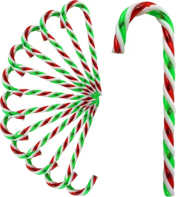 Productafbeelding van Suikerstok - Set van 15 - Boomversiering - Kerstboomdecoratie - Kerstdecoratie van kunststof - Ophanging
