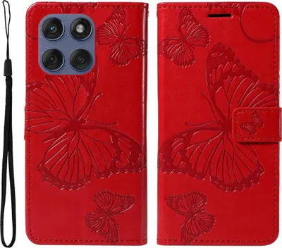 Produktbild von Motorola Edge 60 / 60 Fusion / 60 Pro Hülle - Coverup Schmetterlinge Klapphülle - Rot