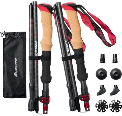 Produktbild von Leichtes Teleskop-Wandernstock-Set, rot, 115-135cm