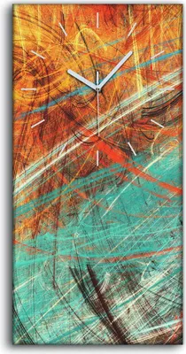 Produktbild von Wanduhr Leinwand Bild Uhr Geräuschlos 30x60 abstrakt farbenfrohe moderne - weiße Hände