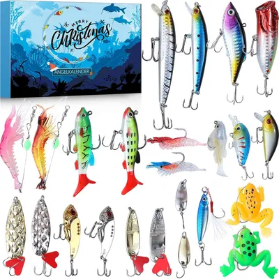 Image de calendrier de l'Avent de pêche 2024 de 24 pièces pour hommes, pêcheurs et adolescents