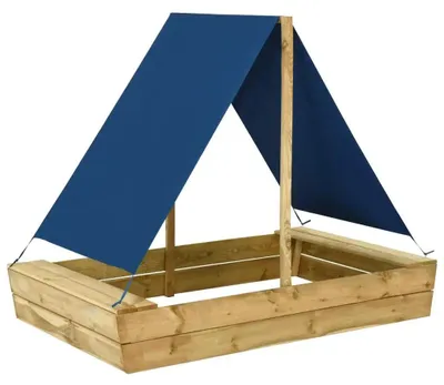 Produktbild von Sandkasten Kinder - Holz Sandkasten mit Dach - 160x100x133 cm - Imprägniertes Kiefernholz - Armeegrün
