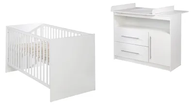 Produktbild von roba Kinderzimmerset 'Maren', Weiß, Set 2-teilig enthält Kombi-Kinderbett und breite Wickelkommode