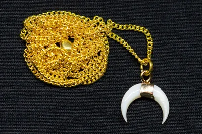 Produktbild von Halbmond Muschel Kette Miniblings Mond Mondsichel Halskette gold vergoldet 60cm
