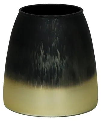 Obrázok produktu pre Pomax Zingaro, svietnik zo skla, čierno-zlatý, priemer 9 cm, výška 9 cm