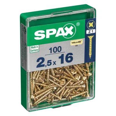 Immagine prodotto di Set di 100 viti in acciaio a testa svasata pozidriv SPAX, Diam.2,5 mm x L.16 mm