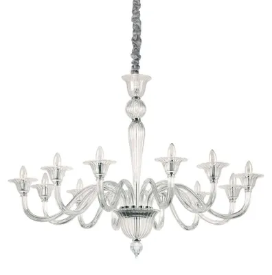Zdjęcie produktu dla Ideal Lux lampa wisząca Brigitta 12-przezroczysta, chrom 199375
