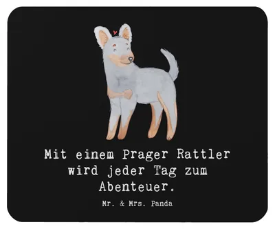 Produktbild von Mr. & Mrs. Panda Mauspad Prager Rattler Abenteuer - Schwarz - Geschenk, laptop mousepad, computer, Lebensfreude, Glück, Hunderassen Eigenschaften, mousematte, Mouse Pad