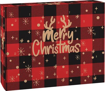 Produktbild von DIY Adventskalender zum selbst Befüllen mir rotem "Merry Christmas" Motiv