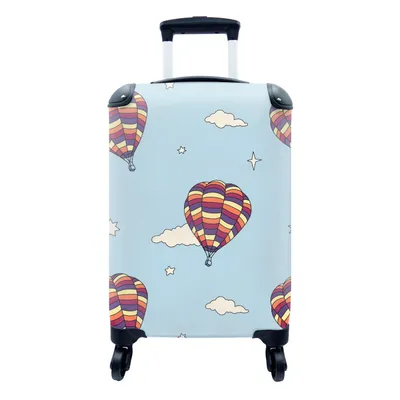 Produktbild von MuchoWow® Koffer Handgepäck Trolley Rollkoffer Kleine Reisekoffer mit 4 Rollen - Design - Vintage - Heißluftballon - Cabin Size < 55x40x23 cm & 55x40x20 cm - Fotokoffer - Kabinenkoffer - Boardgepäck - Reise-Box - Reisekoffer - Reisegepäck - Koffer mit Bild - Trolley für Kinder