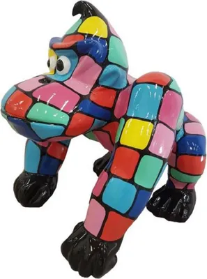 Produktbild von Casa Padrino Designer Dekofigur Gorilla Affe Mehrfarbig H. 70 cm - Wetterbeständige Deko Skulptur - Wohnzimmer Garten Terrassen Deko