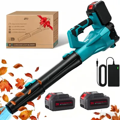 Produktbild von Akku Laubbläser 6 Stufen mit 2x4000mAh Akku und Ladegerät,Akku-Gebläse für Laub &, Pulverschnee; Tragbarer Kabellos laubbläser für Haus,Garten,Auto