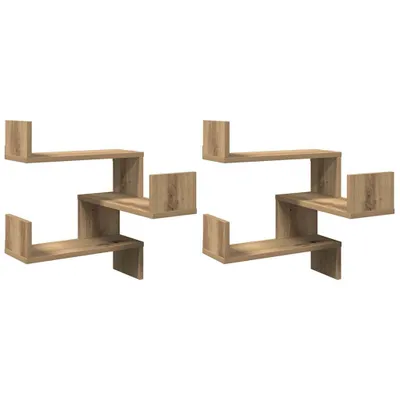 Produktbild von vidaXL Wand-Eckregale 2 Stk. Artisan-Eiche 40x40x49,5 Holzwerkstoff