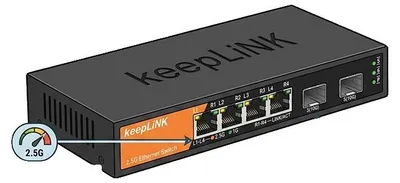 Image de Commutateur, 6 ports, compatible multi-gigabit, 4 ports 2,5 GbE, 1 port 10G SFP