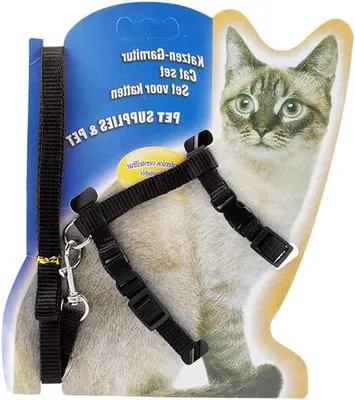 Productafbeelding van Verstelbaar kattenharnas met riem voor kittens - Nylon, zwart