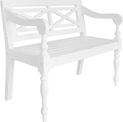 Zdjęcie produktu dla Ławka Batavia, 98 cm, lite drewno mahoniowe, biała