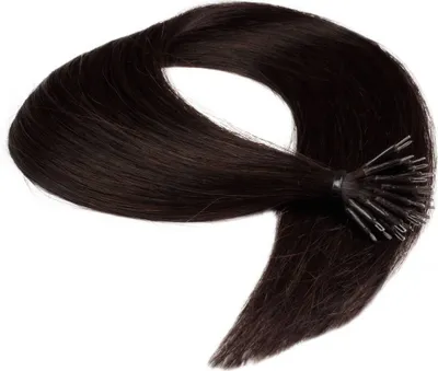 Produktbild von hair2heart Premium Nanoring Extensions Echthaar glatt - 25 Strähnen 1g 60cm 5/0 mittelbraun