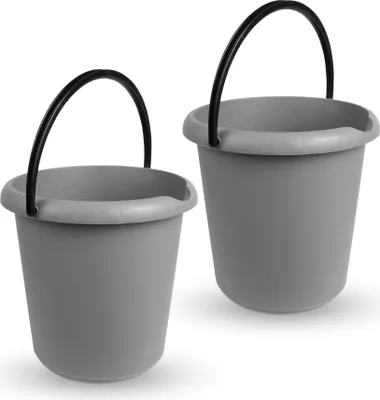 Produktbild von Eimer - Anthrazit  2 Stück Haushaltseimer, 5 Liter, in vers. Farben, Putzeimer aus Stabilem Kunststoff, lebensmittelecht, BPA-frei,  EU