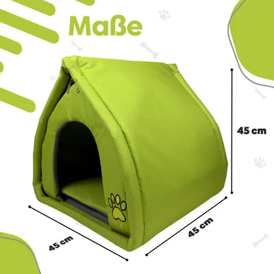 Produktbild von EVE Textile Eskimo Hundehütte Katzenhütte Haustierhütte 45x45x45 cm Grün Hundehaus Katzenhaus Haustierhaus Hundehöhle Katzenhöhle Kühlend Atmungsaktiv