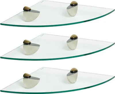 Produktbild von Harbour Housewares Eckregale aus Glas, schwebend – 30 cm – Transparent/Gold – 3er-Pack