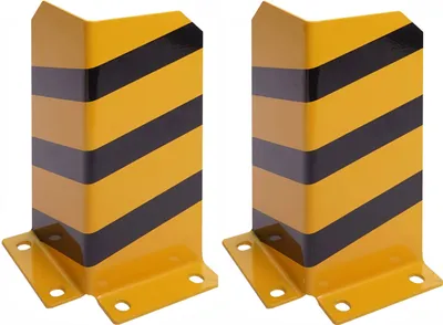 Produktbild von 2er-Set Rammschutz MCW-J50, Anfahrschutz Eckschutz, mit Bolzenanker Metall L-Form 40x18cm gelb-schwarz