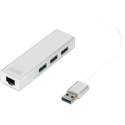 Produktbild von DIGITUS USB 3.0 3-Port Hub & Gigabit LAN-Adapter