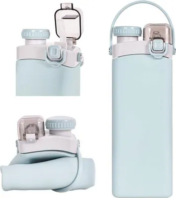 Produktbild von Famanu Faltbare Trinkflasche 600 ml - Silikon, BPA-frei, wiederverwendbar