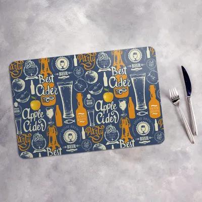Produktbild von Tischset 6x45x30 cm + 6x10fi cm Platzset Tischmatte Platzmatte Untersetzer - Bier Apfelwein und Apfel